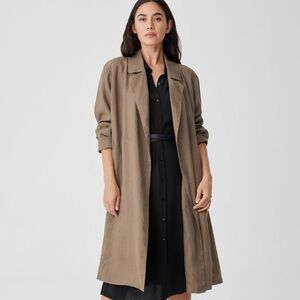 Eileen Fisher Open-Front Organic Linen Trench Coat Large